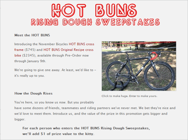 Example of a pre-launch giveaway campaign layout