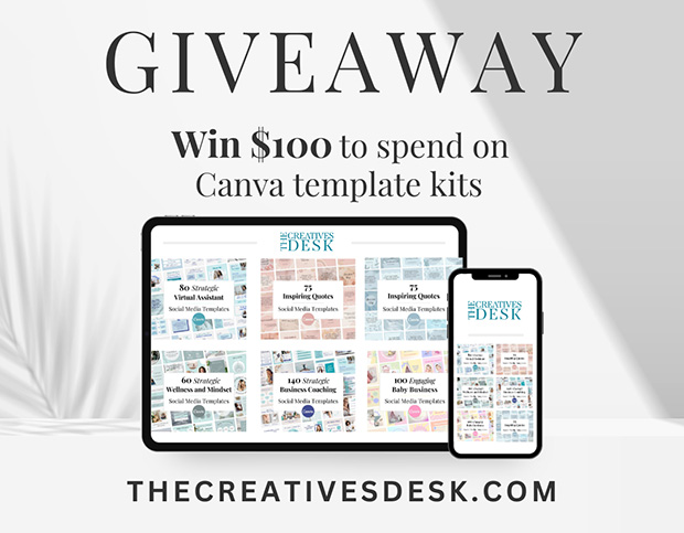 Canva templates offered as a digital giveaway by The Creative’s Desk as low cost giveaway ideas
