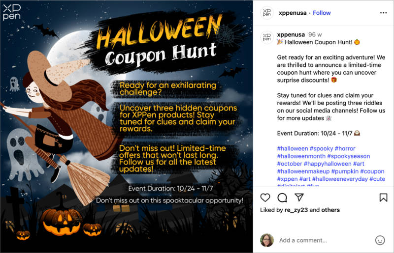 Trick-or-treat coupon hunt graphic for limited-time Halloween discounts