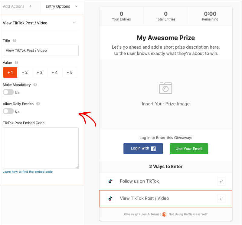 editable-tiktok-giveaway-template - RafflePress Editable TikTok giveaway template for short-form video contests