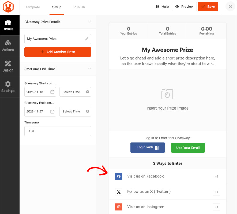 free-editable-giveaway-template - RafflePress Example of a free editable giveaway template for social media contests in WordPress
