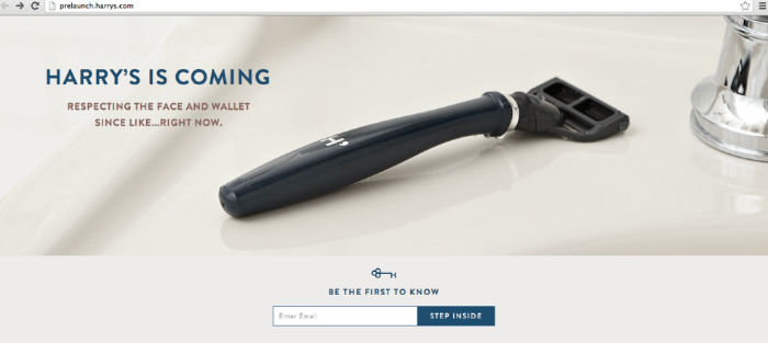 Screenshot - RafflePress Harry’s Razors pre-launch giveaway landing page encouraging users to subscribe