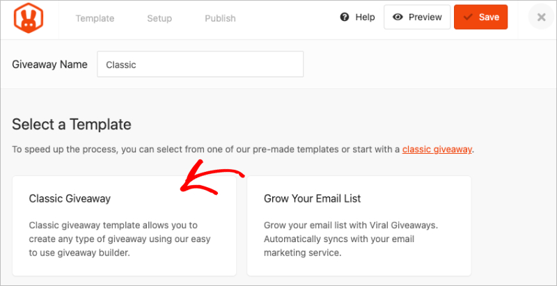 rafflepress-classic-giveaway-template - RafflePress RafflePress Classic editable giveaway template showing social media entry actions