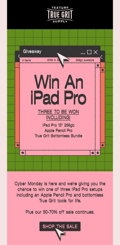Contest announcement email example highlighting a clear prize and single call to action