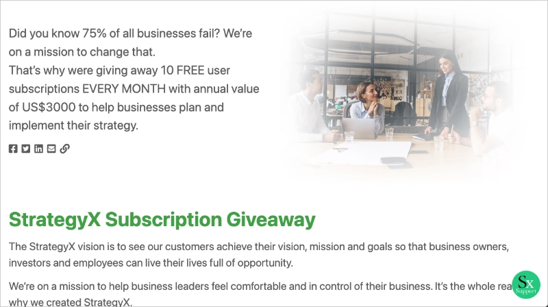 B2B free trial giveaway example offering a software subscription as the prize