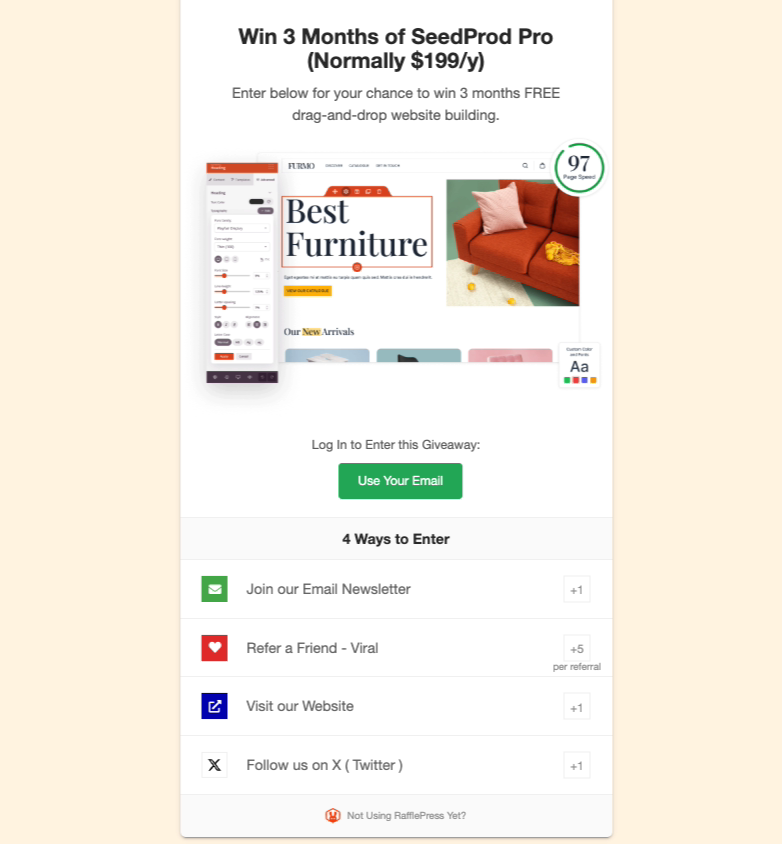 membership-site-giveaway-landing-page - RafflePress Final membership site giveaway landing page